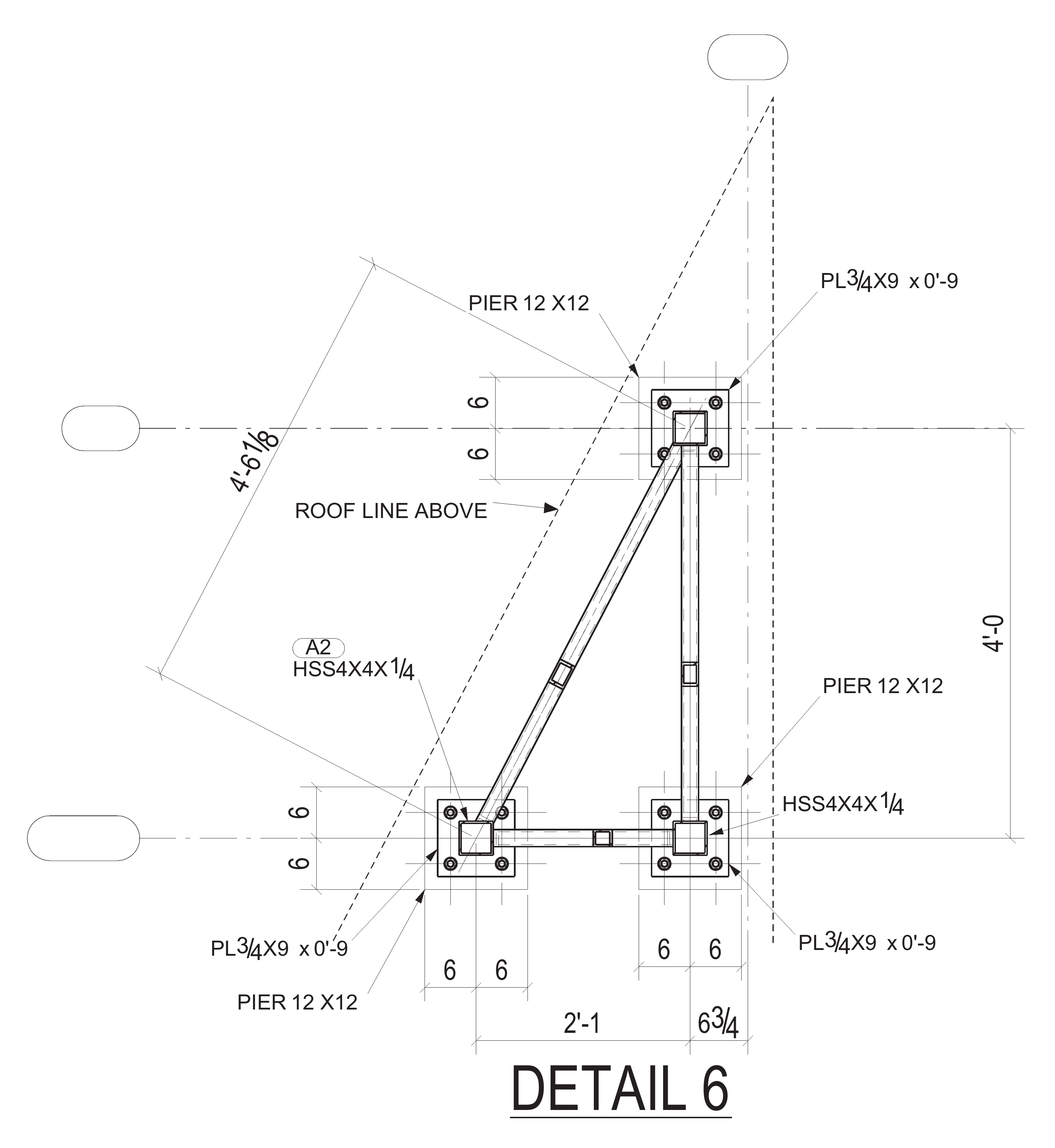 Overhead planning detail showing the triangular support and pier arrangement