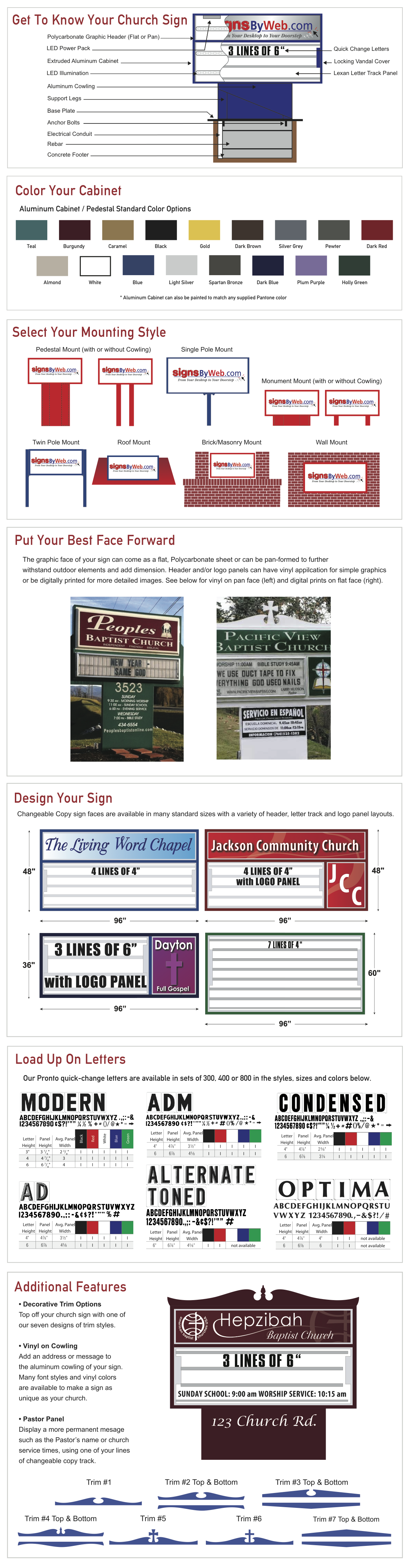Signs By Web - Info Page - Church Sign Changeable Copy Faces